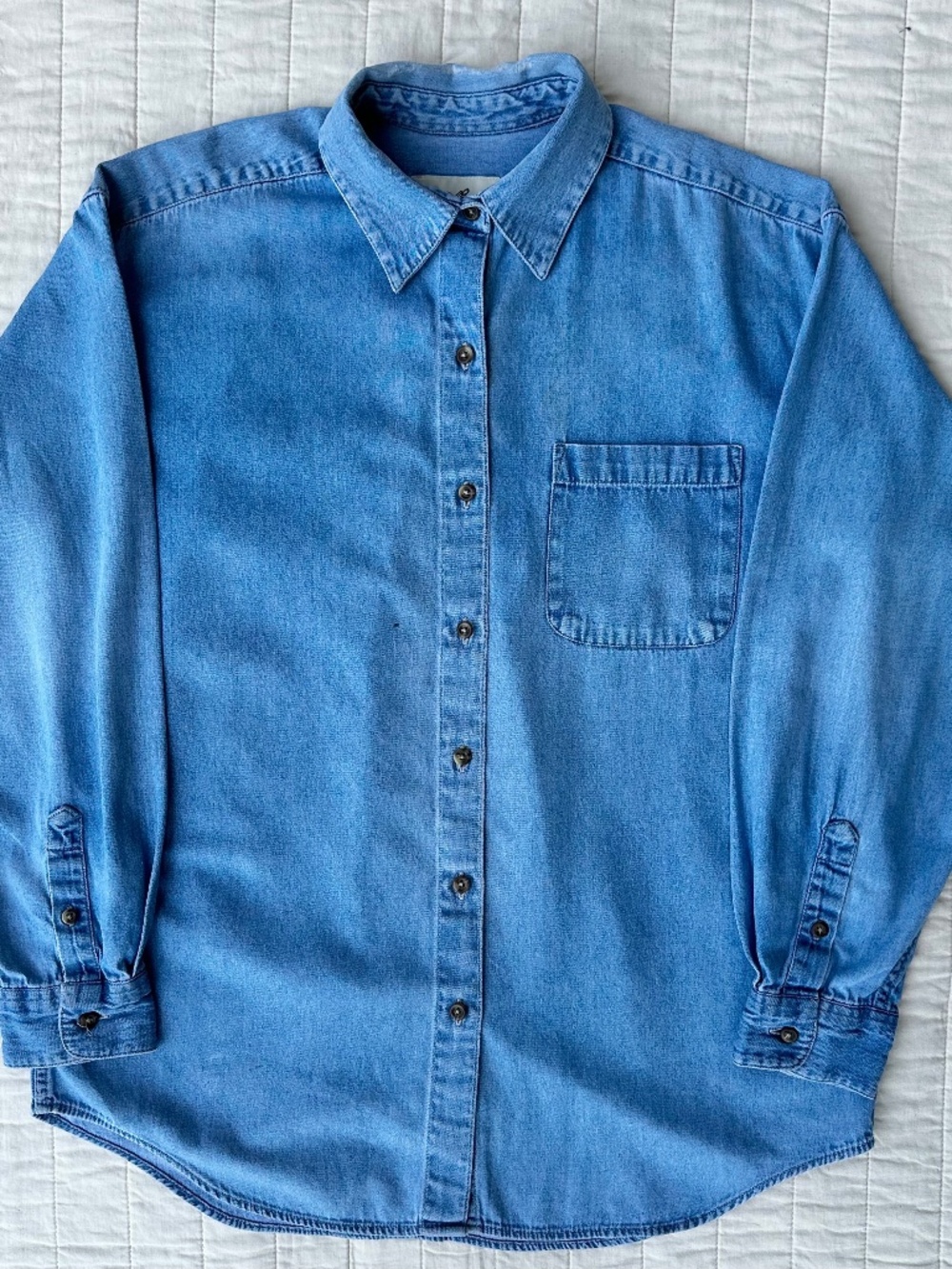Eddie Bauer 100% Cotton Button Down | Blue | Size Medium | Oversized Look